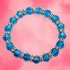TURQUOISE COLOR GLASS AND CRYSTAL BEAD STRETCH BRACELET - Image 5