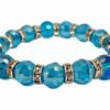 TURQUOISE COLOR GLASS AND CRYSTAL BEAD STRETCH BRACELET - Image 2