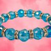 TURQUOISE COLOR GLASS AND CRYSTAL BEAD STRETCH BRACELET - Image 6
