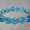 TURQUOISE COLOR GLASS AND CRYSTAL BEAD STRETCH BRACELET - Image 8
