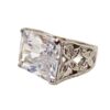 LARGE CLEAR RECTANGLE CUBIC ZIRCONIA STONE RING - SIZE 7 - Image 2