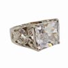 LARGE CLEAR RECTANGLE CUBIC ZIRCONIA STONE RING - SIZE 7