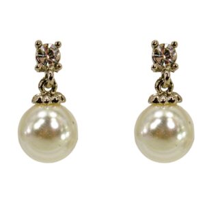 WHITE PEARL AND CRYSTAL EARRINGS