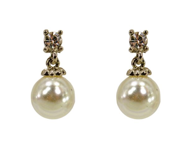 WHITE PEARL AND CRYSTAL EARRINGS