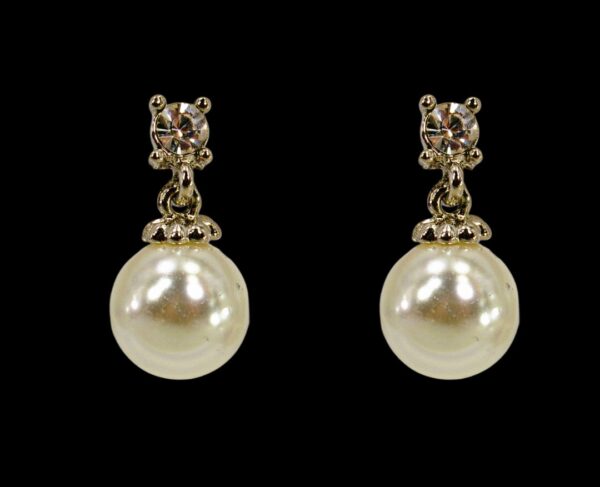 WHITE PEARL AND CRYSTAL EARRINGS - Image 2