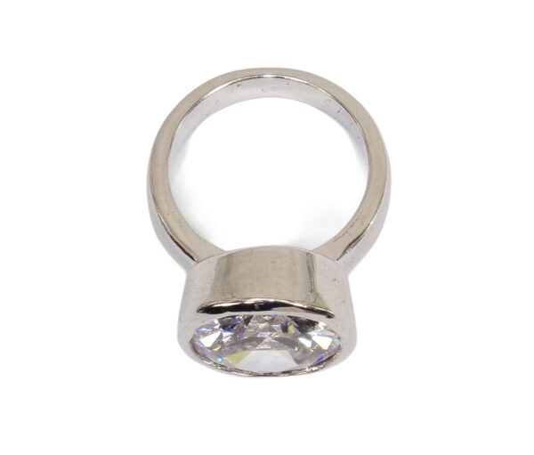 LARGE ROUND CLEAR CUBIC ZIRCONIA STONE RING SIZE 8 - Image 11