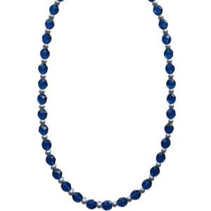 BLUE GLASS AND PEARL BEAD NECKLACE
