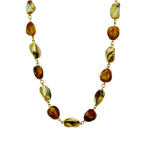 BROWN AND BEIGE BEAD NECKLACE - Image 3