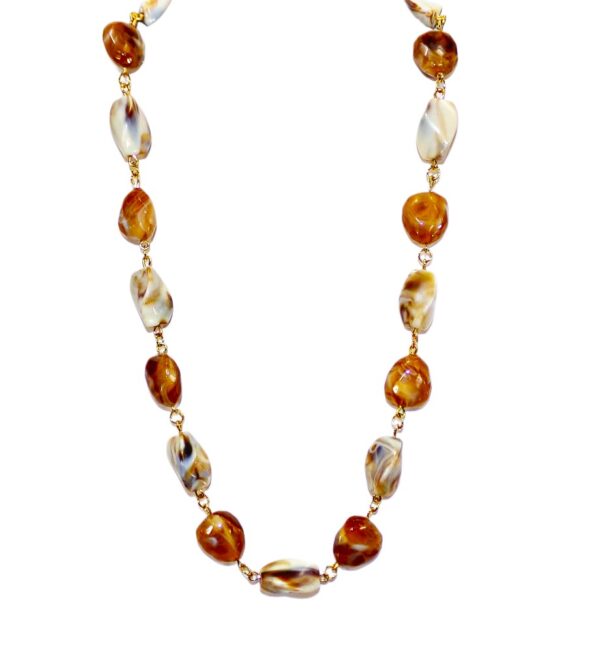 BROWN AND BEIGE BEAD NECKLACE