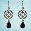 BLACK GLASS AND SILVER ROUND DISK EARRINGS - Image 6