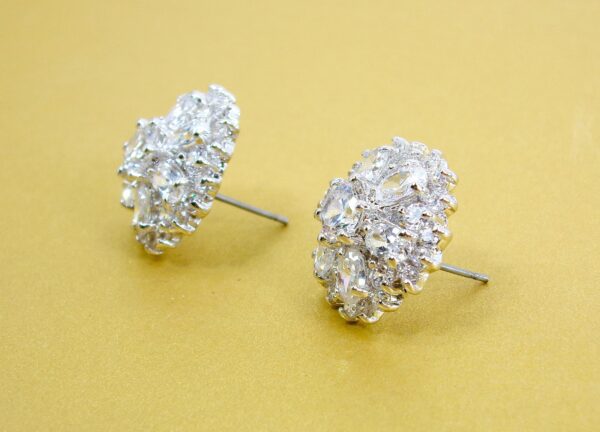 ROUND CLEAR CUBIC ZIRCONIA STONE EARRINGS - Image 4