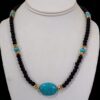 TURQUOISE STONE AND BLACK GLASS BEAD NECKLACE - Image 5