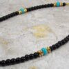TURQUOISE STONE AND BLACK GLASS BEAD NECKLACE - Image 10
