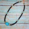 TURQUOISE STONE AND BLACK GLASS BEAD NECKLACE - Image 4