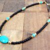 TURQUOISE STONE AND BLACK GLASS BEAD NECKLACE - Image 9