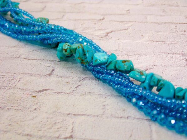 TURQUOISE MULTI STRAND BRACELET WITH STONE, GLASS, AND SEED BEADS - Image 5