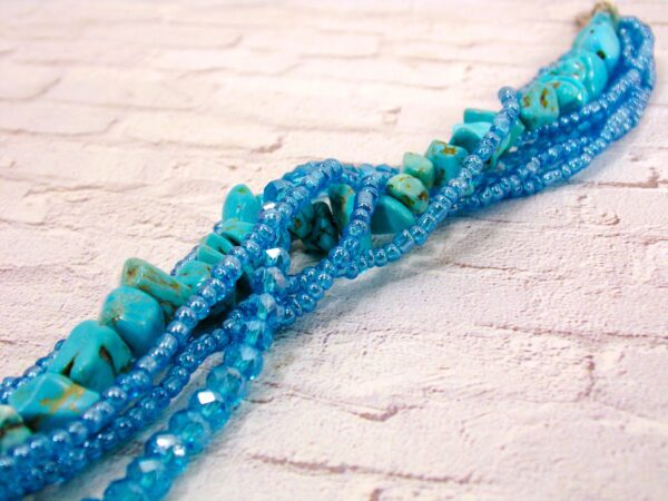 TURQUOISE MULTI STRAND BRACELET WITH STONE, GLASS, AND SEED BEADS - Image 7