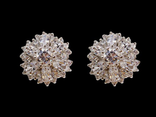ROUND CLEAR CUBIC ZIRCONIA STONE EARRINGS - Image 2