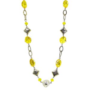 YELLOW AND SILVER BEAD NECKLACE