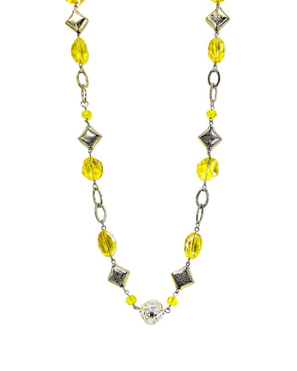 YELLOW AND SILVER BEAD NECKLACE