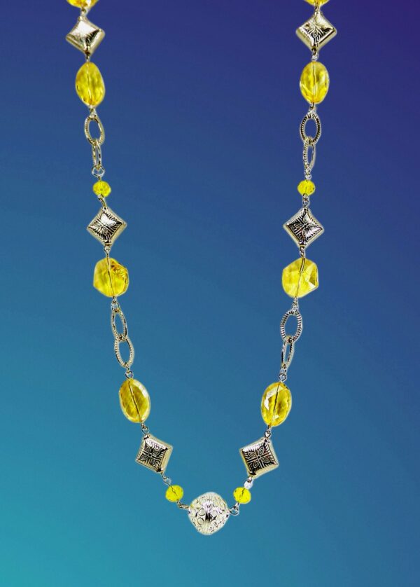 YELLOW AND SILVER BEAD NECKLACE - Image 8