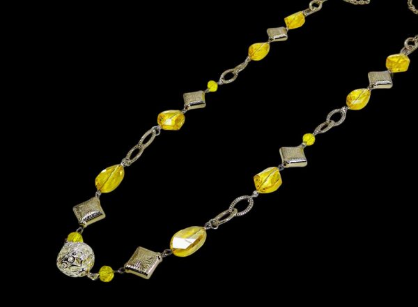 YELLOW AND SILVER BEAD NECKLACE - Image 10