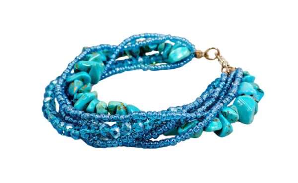 TURQUOISE MULTI STRAND BRACELET WITH STONE, GLASS, AND SEED BEADS - Image 10