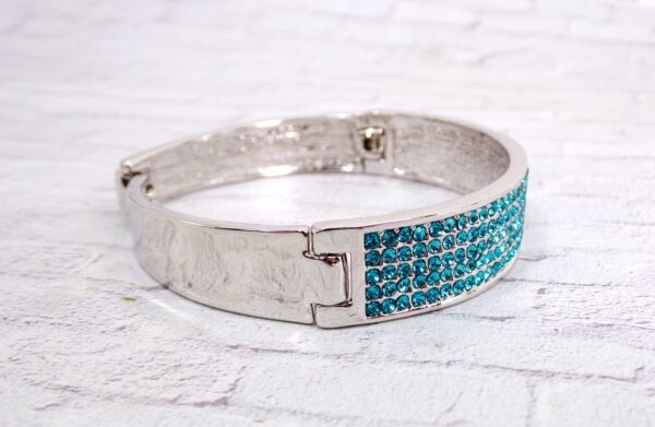 LIGHT BLUE CRYSTAL BANGLE BRACELET - Image 2