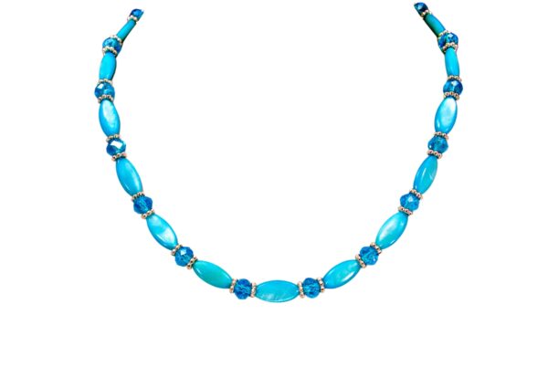 TURQUOISE SHELL AND GLASS BEAD NECKLACE