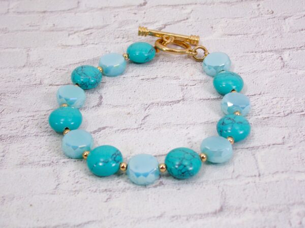 TURQUOISE STONE AND GLASS BRACELET - Image 9