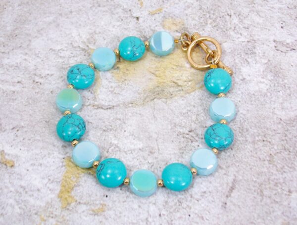 TURQUOISE STONE AND GLASS BRACELET - Image 4