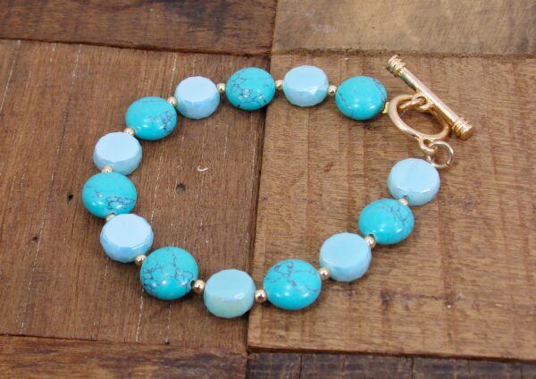 TURQUOISE STONE AND GLASS BRACELET - Image 2