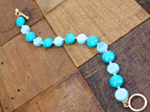 TURQUOISE STONE AND GLASS BRACELET - Image 6