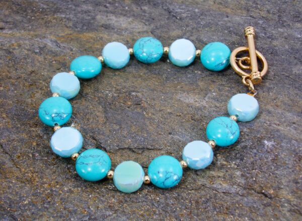 TURQUOISE STONE AND GLASS BRACELET - Image 7