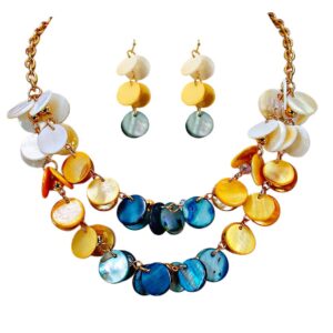 MULTI COLOR SHELL NECKLACE AND EARRING SET