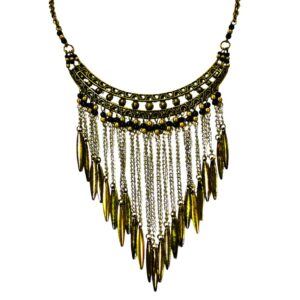 BOHEMIAN GOLD FRINGE STATEMENT NECKLACE