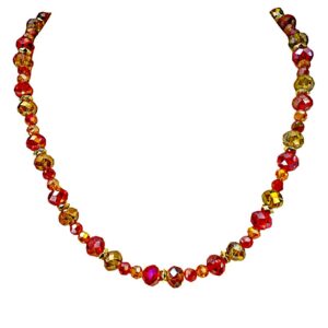 Radiant Multicolor Glass Necklace in Red, Orange, and Yellow