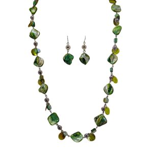 Green Shell Necklace and Earring Set