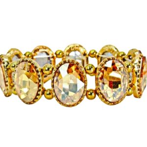 Elegant Orange Topaz Color Oval Crystal Bracelet