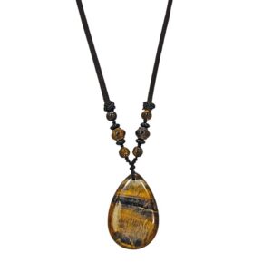 Genuine Tiger Eye Stone Pendant Necklace
