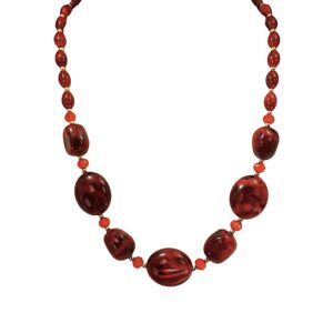 Cranberry Red Marble Inspired Statement Necklace