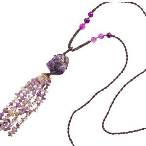 Amethyst Gemstone Tassel Necklace