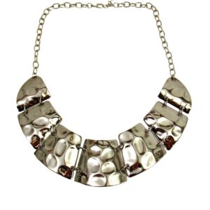 Sculptural Hammered Silver Statement Necklace