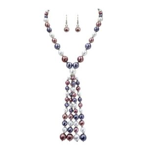 White, Gray & Mauve Tassel Jewelry Set