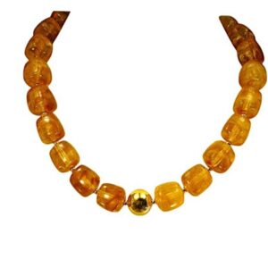 Golden Amber Beaded Statement Necklace