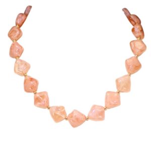 Blush Pink Marble Look Statement Necklace
