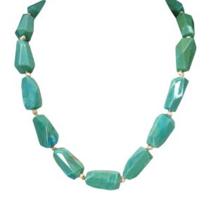 Turquoise Stone Look Beaded Necklace