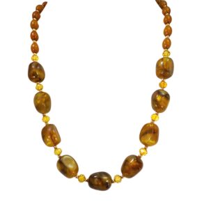 Rich Brown Marble Look Beaded Statement Necklace