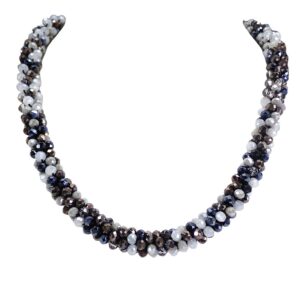 Black and Gray Faceted Glass Bead Necklace