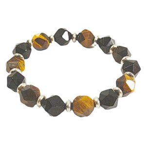 Tiger Eye & Black Agate Gemstone Bracelet
